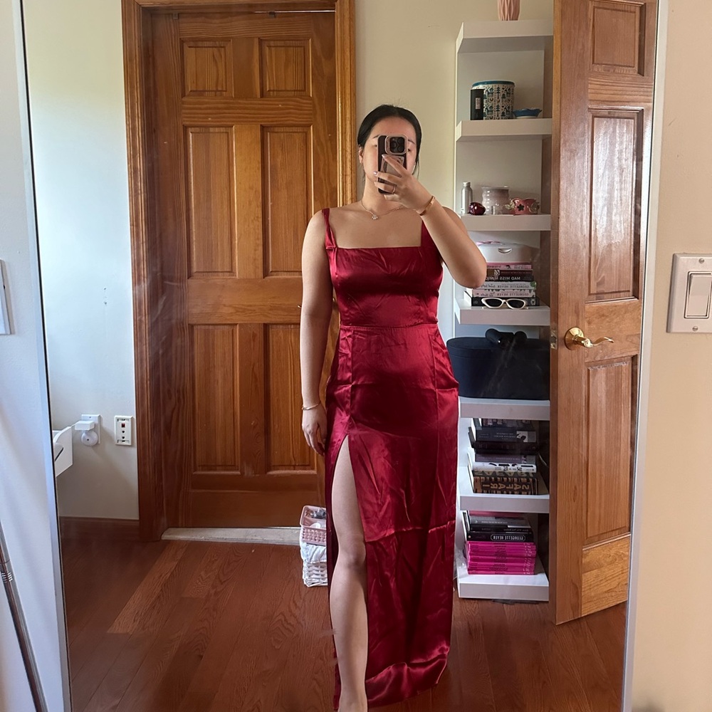 Reformation Solay silk dress in red size 10